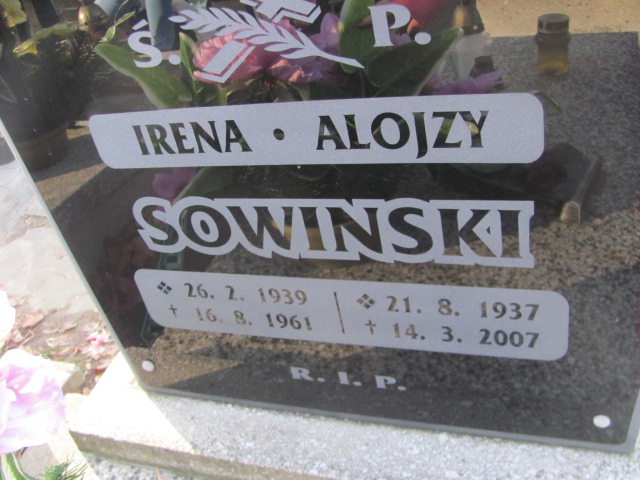 Irena Sowińska 1939 Świętochłowice (Chropaczów) - Grobonet - Wyszukiwarka osób pochowanych